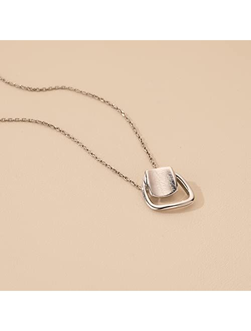 Peora Sterling Silver Asymmetrical Floating Pendant Necklace with 17 inch Chain + 3 inch extender