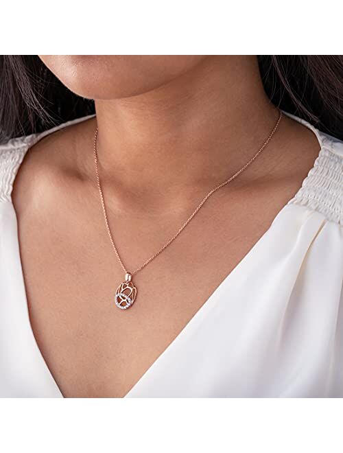 Peora Rose-Tone Sterling Silver Organic Lattice Raindrop Pendant Necklace with 17 inch Chain + 3 inch extender