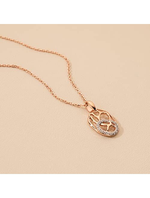 Peora Rose-Tone Sterling Silver Organic Lattice Raindrop Pendant Necklace with 17 inch Chain + 3 inch extender