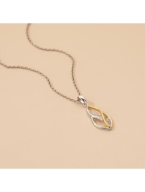 Peora Two-Tone Sterling Silver Infinity Teardrop Pendant Necklace with 17 inch Chain + 3 inch extender