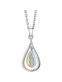 Two-Tone Sterling Silver Open Fan Pendant Necklace with 17 inch Chain   3 inch extender