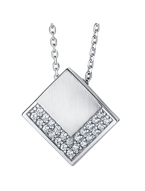 Peora Sterling Silver Adorned Geometric Floating Pendant Necklace with 17 inch Chain + 3 inch extender