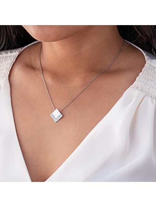 Peora Sterling Silver Adorned Geometric Floating Pendant Necklace with 17 inch Chain + 3 inch extender