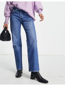 & Other Stories Sleek cotton blend straight leg jeans in magic blue