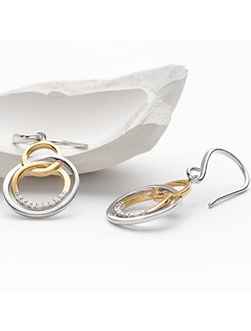 Peora 925 Sterling Silver Eternity Link Drop Earrings for Women, Hypoallergenic Fine Jewelry