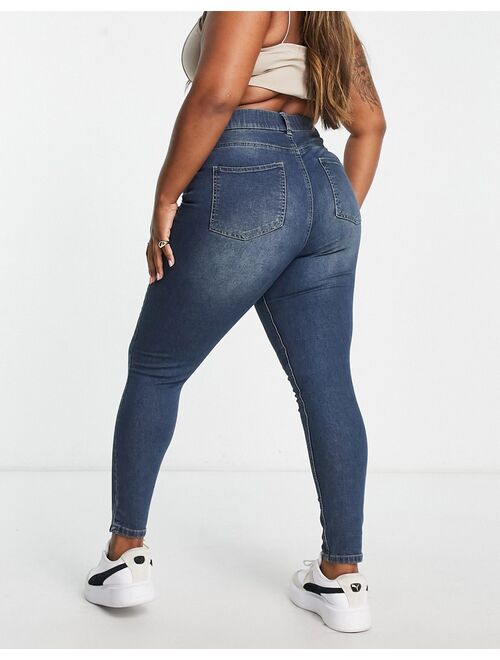 Simply Be skinny jeans in vintage blue wash