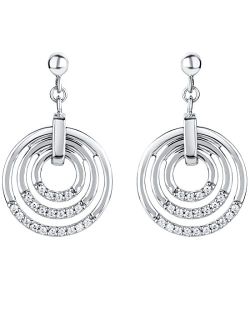 925 Sterling Silver Three Circle Generation Drop Earrings for Women, Hypoallergenic Fine Jewelry