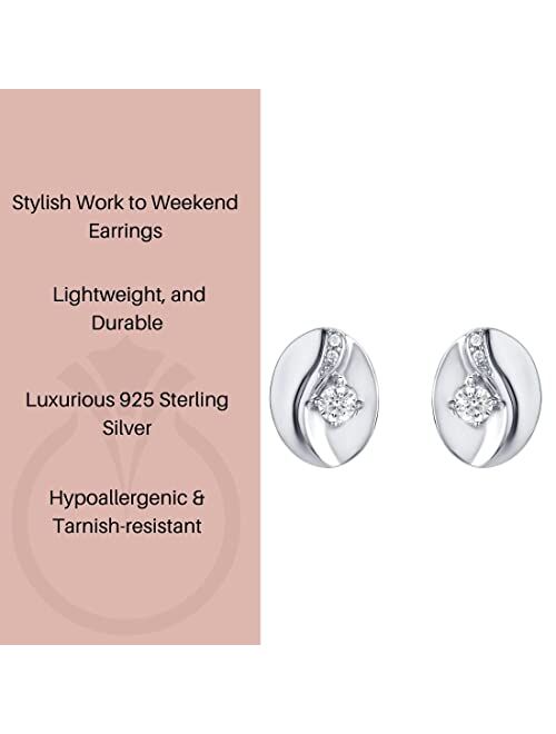 Peora 925 Sterling Silver Moonlight Jeweled Earrings for Women, Hypoallergenic Fine Jewelry