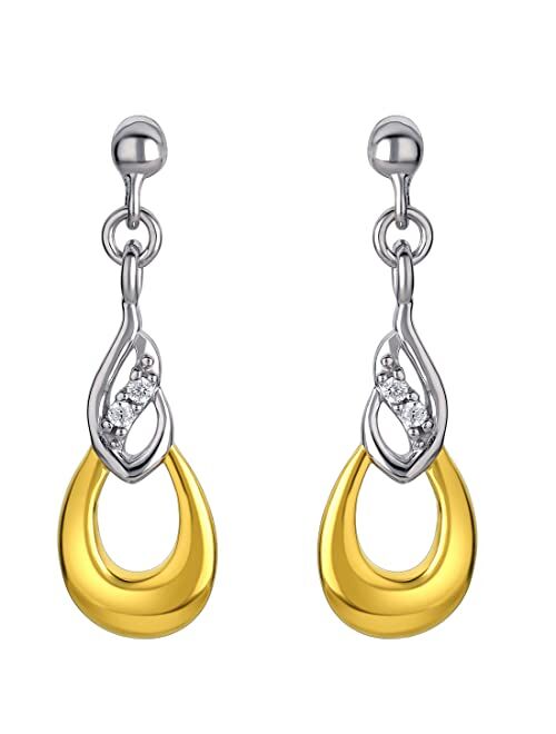 Peora 925 Sterling Silver Double Teardrop Earrings for Women, Hypoallergenic Fine Jewelry