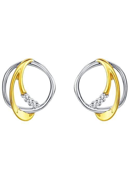 Peora 925 Sterling Silver Swirled Organic Ring Earrings for Women, Hypoallergenic Fine Jewelry