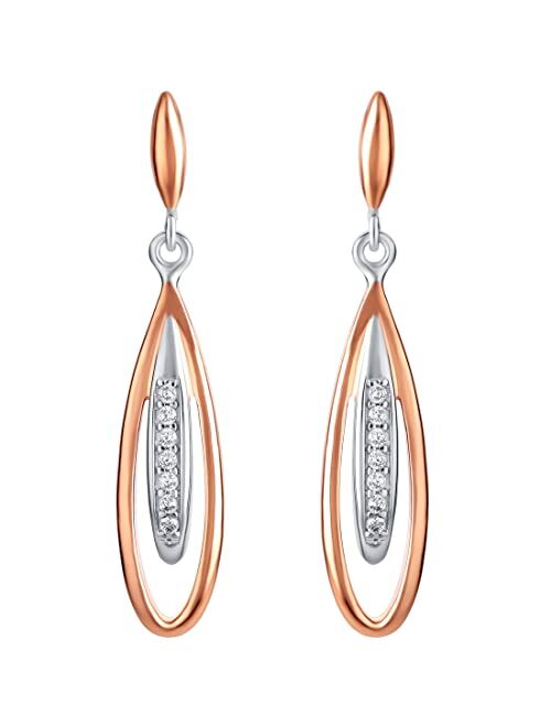 Peora Rose Gold-tone 925 Sterling Silver Floating Teardrop Earrings for Women, Hypoallergenic Fine Jewelry