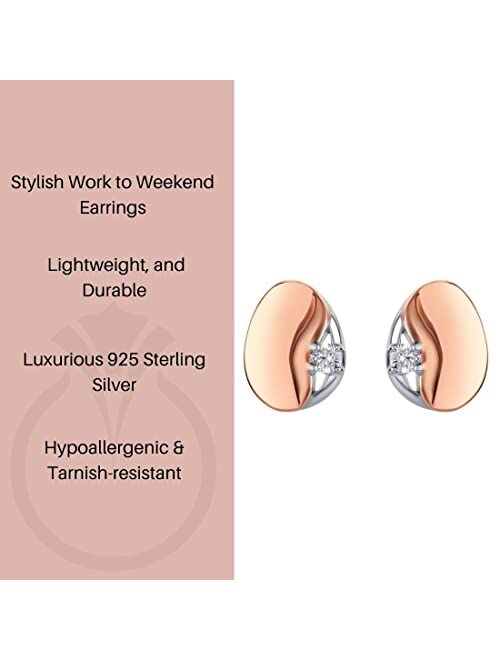 Peora 925 Sterling Silver Blushed Charm Earrings for Women, Hypoallergenic Fine Jewelry