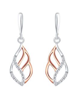 Rose Gold-tone 925 Sterling Silver Charming Paisley Earrings for Women, Hypoallergenic Fine Jewelry