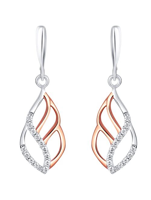 Peora Rose Gold-tone 925 Sterling Silver Charming Paisley Earrings for Women, Hypoallergenic Fine Jewelry