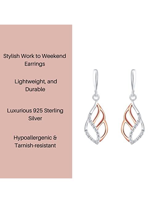 Peora Rose Gold-tone 925 Sterling Silver Charming Paisley Earrings for Women, Hypoallergenic Fine Jewelry