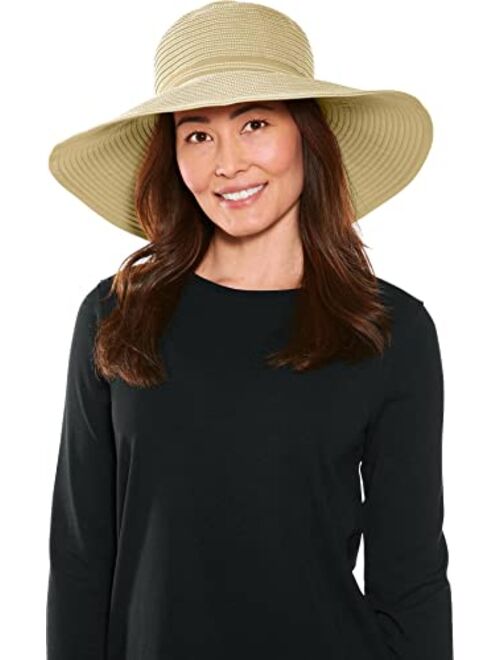 Coolibar UPF 50+ Women's Reversible Zoey Ribbon Hat - Sun Protective (One Size- Natural/White)