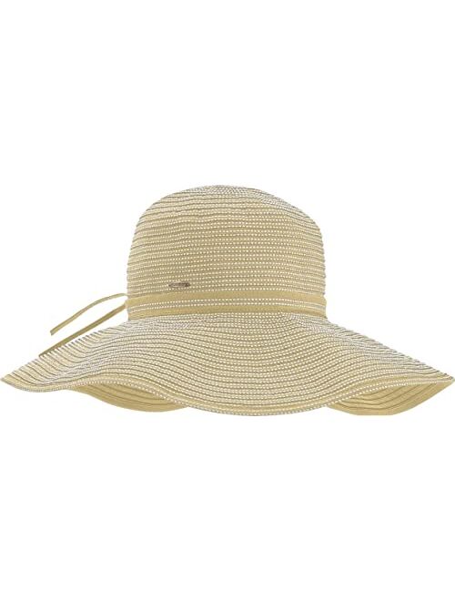 Coolibar UPF 50+ Women's Reversible Zoey Ribbon Hat - Sun Protective (One Size- Natural/White)