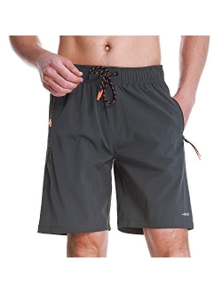 HODOSPORTS Mens No Liner Swim Trunks Quick-Dry with Zipper Pockets