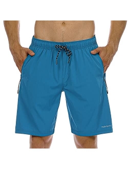 HODOSPORTS Mens No Liner Swim Trunks Quick-Dry with Zipper Pockets