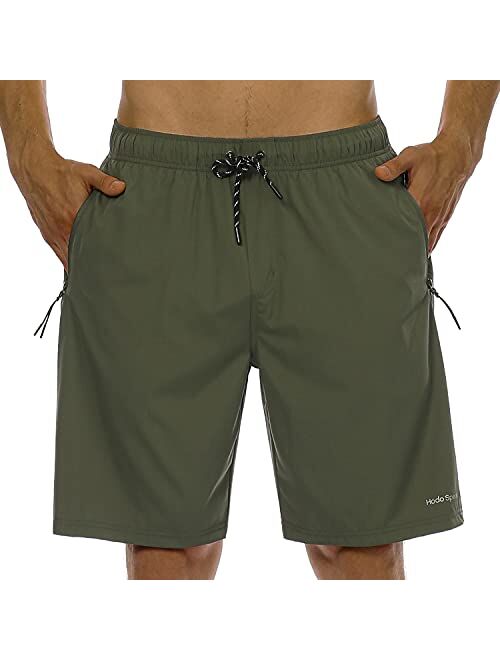 HODOSPORTS Mens No Liner Swim Trunks Quick-Dry with Zipper Pockets