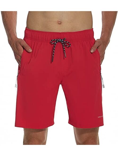 HODOSPORTS Mens No Liner Swim Trunks Quick-Dry with Zipper Pockets