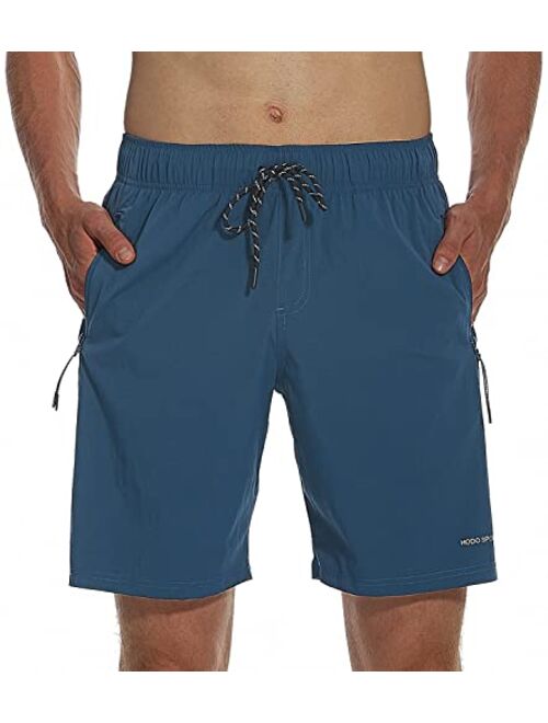 HODOSPORTS Mens No Liner Swim Trunks Quick-Dry with Zipper Pockets