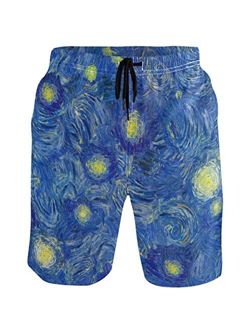 visesunny Fashion Cool Style Men's Beach Shorts Swim Trunks Quick Dry Casual Polyester Swim Shorts with Pockets S-XXL