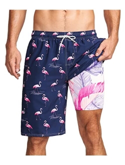 XSKJY Mens Swim Trunks with Compression Liner 9" Swim Trunks Quick Dry Surfing Summer Beach Shorts Swimsuit Sports Shorts