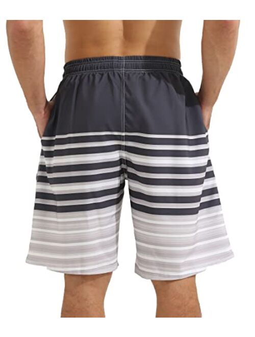 XSKJY Mens Swim Trunks with Compression Liner 9" Swim Trunks Quick Dry Surfing Summer Beach Shorts Swimsuit Sports Shorts