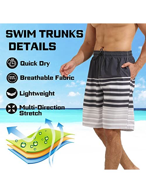 XSKJY Mens Swim Trunks with Compression Liner 9" Swim Trunks Quick Dry Surfing Summer Beach Shorts Swimsuit Sports Shorts