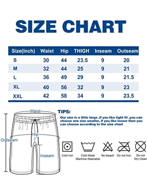 XSKJY Mens Swim Trunks with Compression Liner 9" Swim Trunks Quick Dry Surfing Summer Beach Shorts Swimsuit Sports Shorts