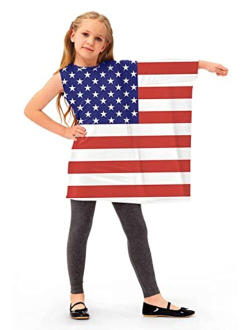 BesserBay Kid's July 4th American Flag Cape Patriotic Cloak Costume 3-13 Years