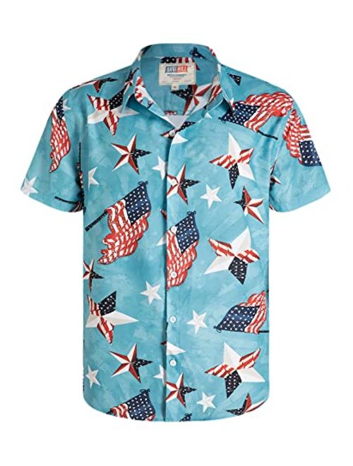 Arvilhill Men's 4th of July American Flag Short Sleeve Button Down Shirt