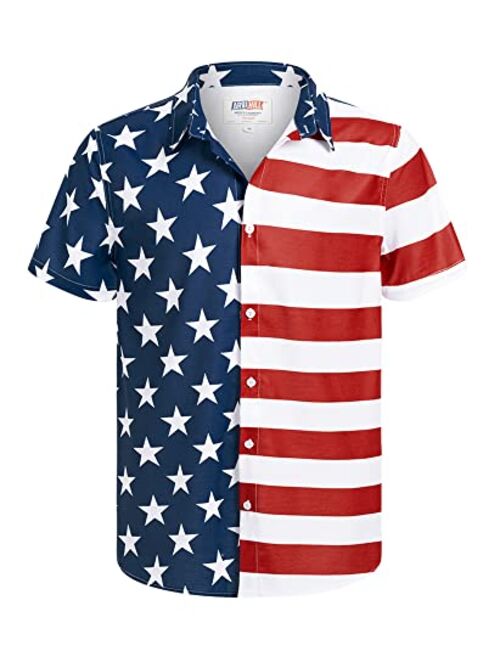 Arvilhill Men's 4th of July American Flag Short Sleeve Button Down Shirt