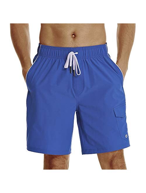 HODOSPORTS Mens 8" Swimming Trunks (Regular & Big Tall Sizes)