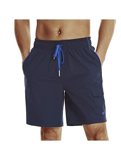 HODOSPORTS Mens 8" Swimming Trunks (Regular & Big Tall Sizes)