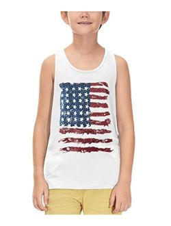 BesserBay Unisex Kid's 4th of July Tank Top American Flag Patriotic Cotton Sleeveless Shirt 1-14 Years