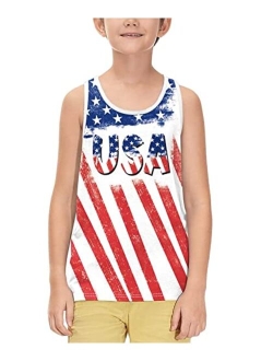 BesserBay Unisex Kid's 4th of July Tank Top American Flag Patriotic Cotton Sleeveless Shirt 1-14 Years