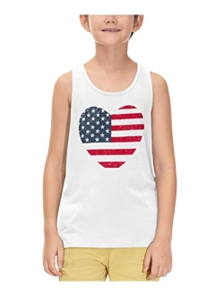 BesserBay Unisex Kid's 4th of July Tank Top American Flag Patriotic Cotton Sleeveless Shirt 1-14 Years