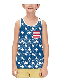 BesserBay Unisex Kid's 4th of July Tank Top American Flag Patriotic Cotton Sleeveless Shirt 1-14 Years