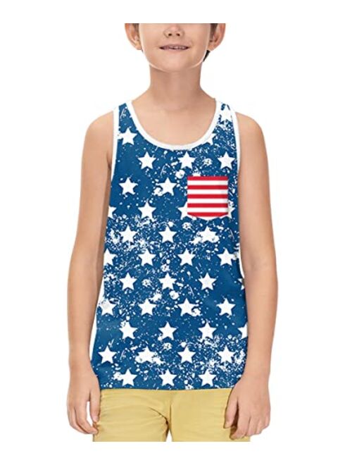 BesserBay Unisex Kid's 4th of July Tank Top American Flag Patriotic Cotton Sleeveless Shirt 1-14 Years