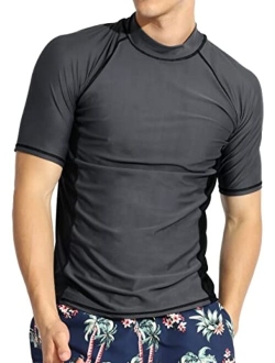 Actleis Men's Short Sleeve Rash Guard, UPF50+ UV Sun Protection Tee Quick Dry Swimming Shirts