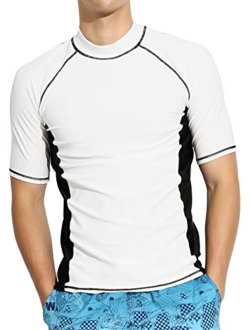 Actleis Men's Short Sleeve Rash Guard, UPF50+ UV Sun Protection Tee Quick Dry Swimming Shirts