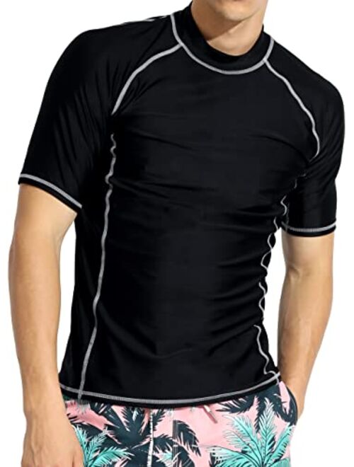 Actleis Men's Short Sleeve Rash Guard, UPF50+ UV Sun Protection Tee Quick Dry Swimming Shirts