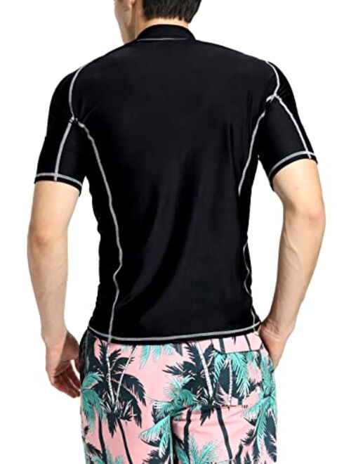 Actleis Men's Short Sleeve Rash Guard, UPF50+ UV Sun Protection Tee Quick Dry Swimming Shirts