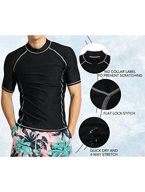 Actleis Men's Short Sleeve Rash Guard, UPF50+ UV Sun Protection Tee Quick Dry Swimming Shirts