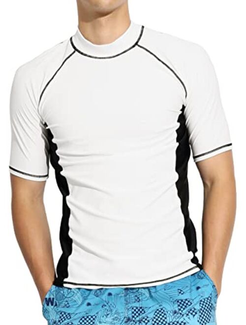 Actleis Men's Short Sleeve Rash Guard, UPF50+ UV Sun Protection Tee Quick Dry Swimming Shirts