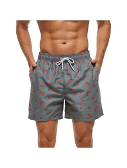 FREDRM Mens Swim Trunks Quick Dry Boardshorts with Mesh Lining Above Knee Swimwear Bathing Suits