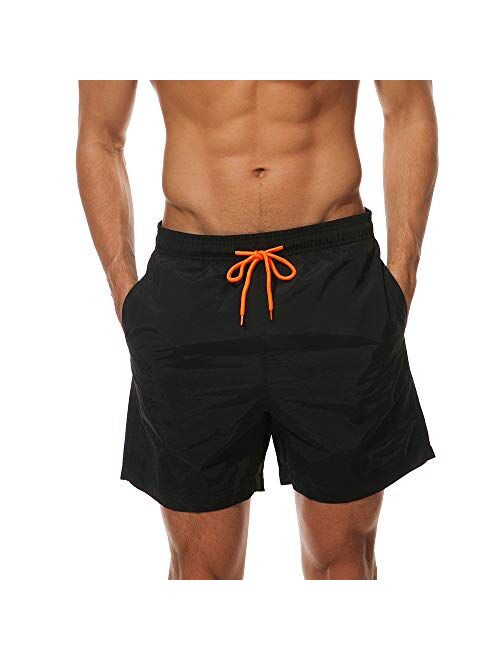 FREDRM Mens Swim Trunks Quick Dry Boardshorts with Mesh Lining Above Knee Swimwear Bathing Suits