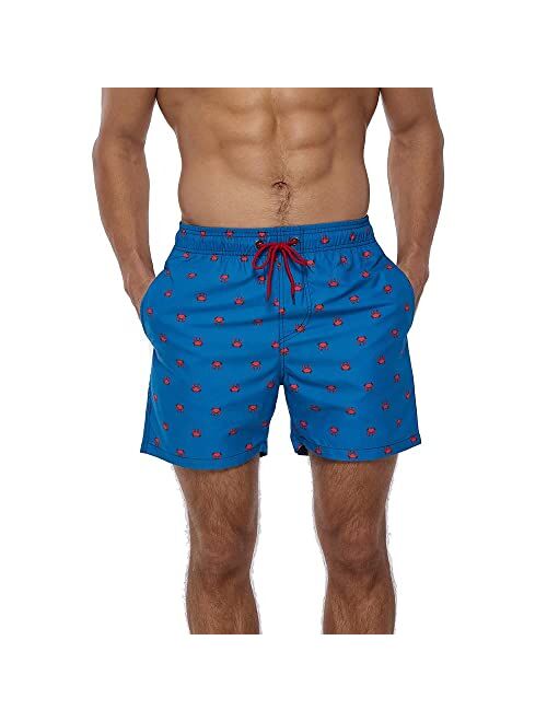 FREDRM Mens Swim Trunks Quick Dry Boardshorts with Mesh Lining Above Knee Swimwear Bathing Suits